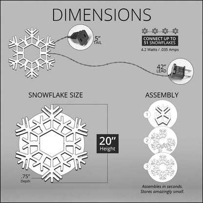 Dimensions 20" Giant Folding Lighted Snowflake Outdoor Christmas Decoration