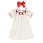 Baby Girl Valentine's Day Dress Short Sleeve Red Heart Embroidery with Headband