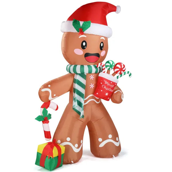 7.9 FT Lighted Inflatable Gingerbread Man with Gifts