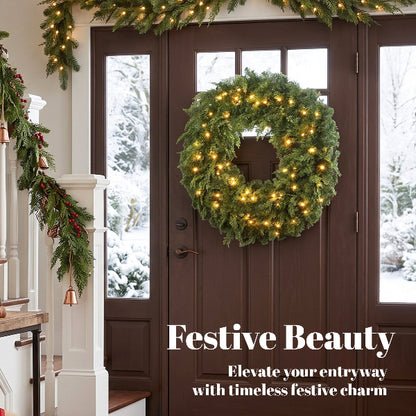 36 Inch Pre-Lit Cedar Christmas Wreath – additional product view 4