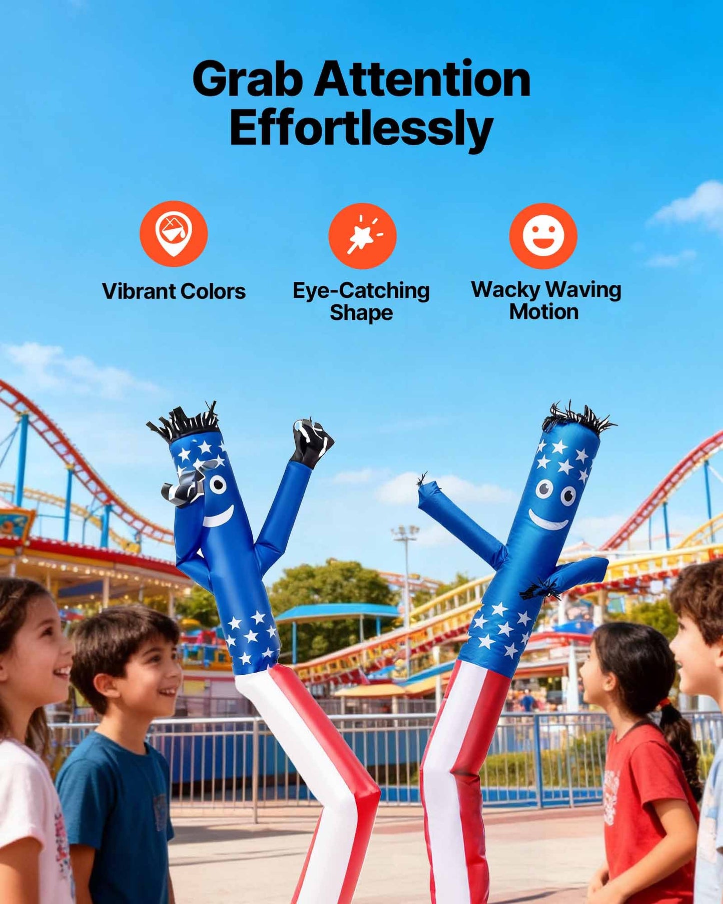 10 FT Patriotic Inflatable Waving Tube Man – Stars & Stripes with Blower Included