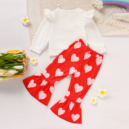 2 Pcs Baby & Toddler Girls Valentine's Day Heart Print Set