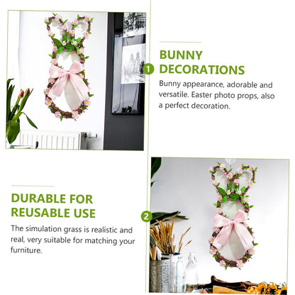 Bunny-Shaped Rattan Easter Wreath with Flowers & Berries