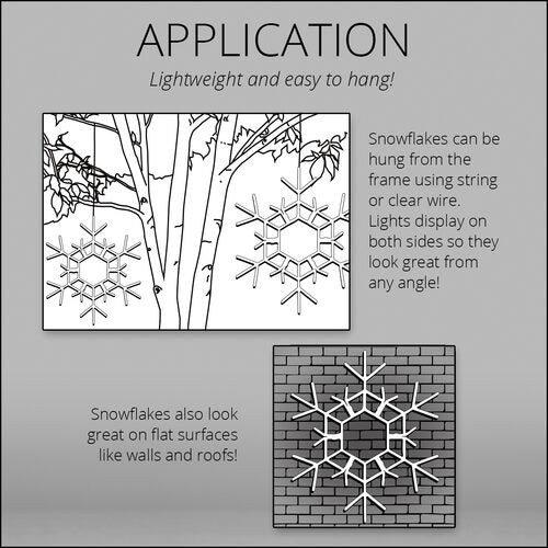 Application Giant 3 Ft Cool White LED Folding Snowflake – 105 Steady Lights