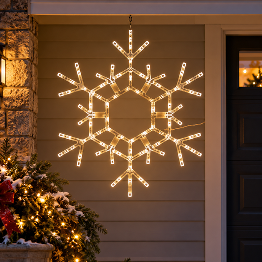 Giant 3 ft (36-inch) warm white LED folding Christmas snowflake with 105 steady lights
