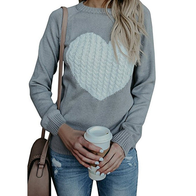 Valentines Day Womens Love Printed Pullover Heart Sweater