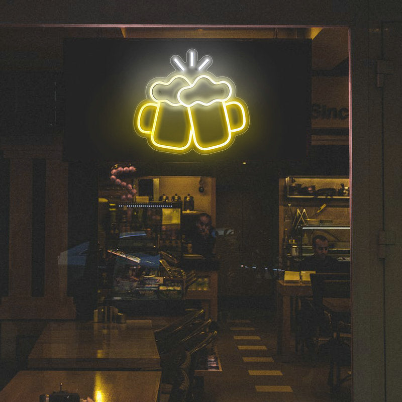 14" Cheers Beer Mugs Neon LED Bar Light