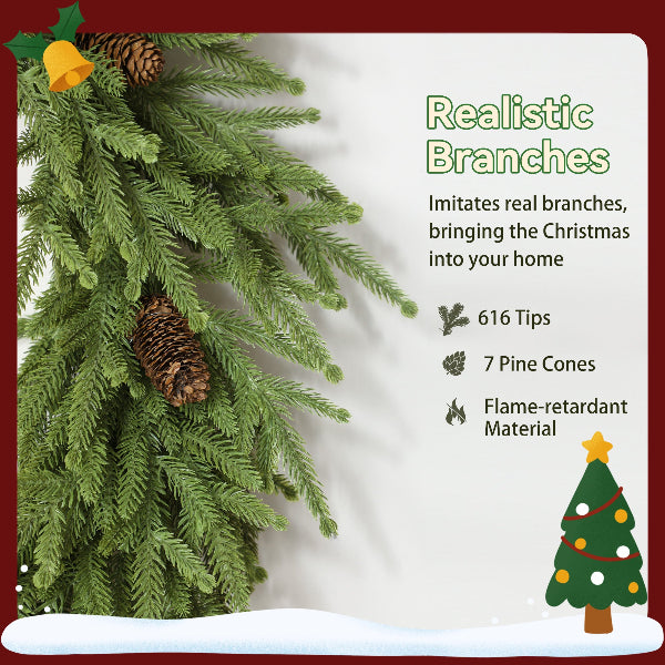 24 Inch Artificial Norfolk Pine Christmas Wreath with Pinecones – additional product view 5