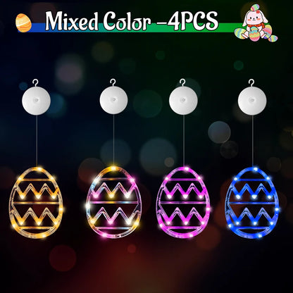 Four colorful LED lighted Easter window decorations 