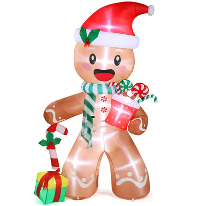 7.9 FT Lighted Inflatable Gingerbread Man with Gifts