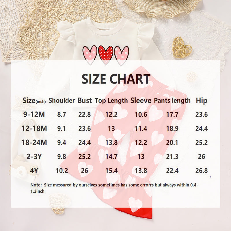 2 Pcs Baby & Toddler Girls Valentine's Day Heart Print Set