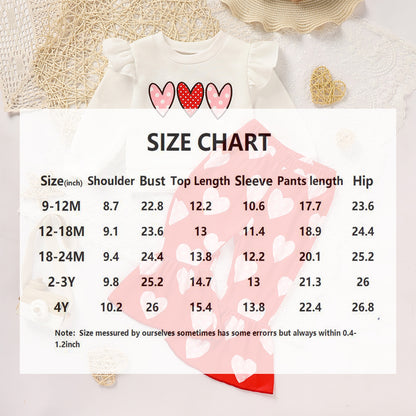 2 Pcs Baby & Toddler Girls Valentine's Day Heart Print Set