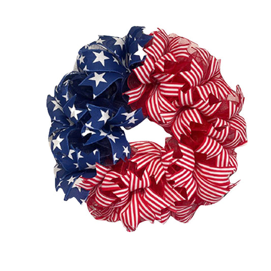 12-Inch Patriotic Americana Wreath – Stars & Stripes Design