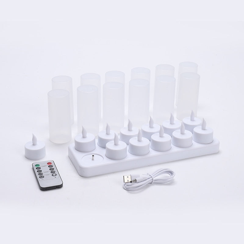 Set of 12 Led Rechargeable Candle Lights with Remote