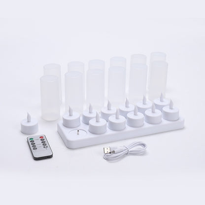 Set of 12 Led Rechargeable Candle Lights with Remote