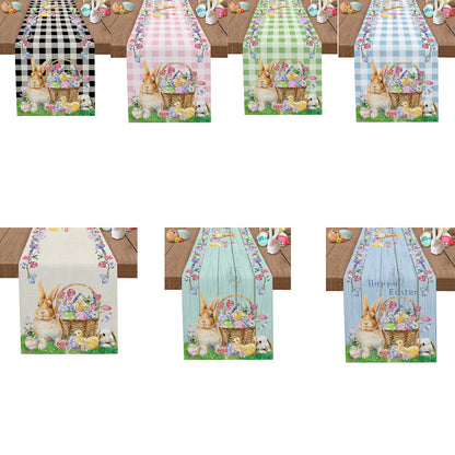 Easter-themed table runners with bunnies and baskets 