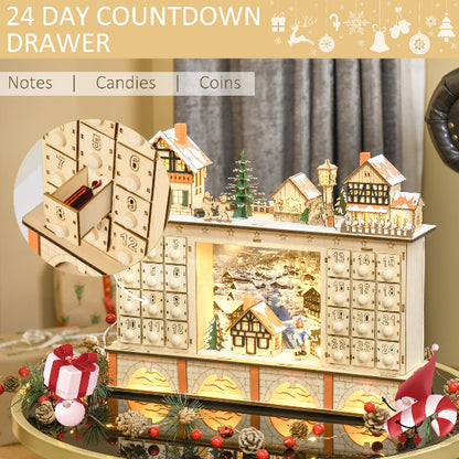 Lighted Wooden Christmas Village Advent Calendar with 24 Drawers – additional product view 5