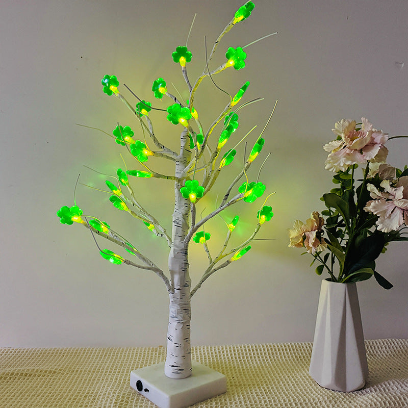 Set of Two 18" St Patrick's Day Shamrock Lighted Tree