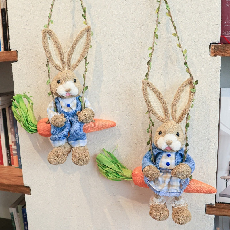 13.8" Straw Rabbit Collection – Standing & Hanging Styles