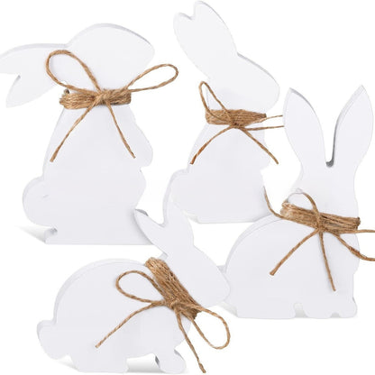 4-Piece Set Wooden Easter Bunny Decorations