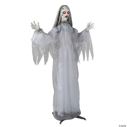 5.6 Ft Animated Cracked Face Ghost Woman