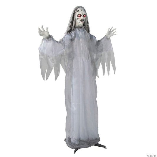 5.6 Ft Animated Cracked Face Ghost Woman