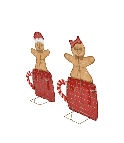 42" Lighted Gingerbread Man Set - Boy & Girl