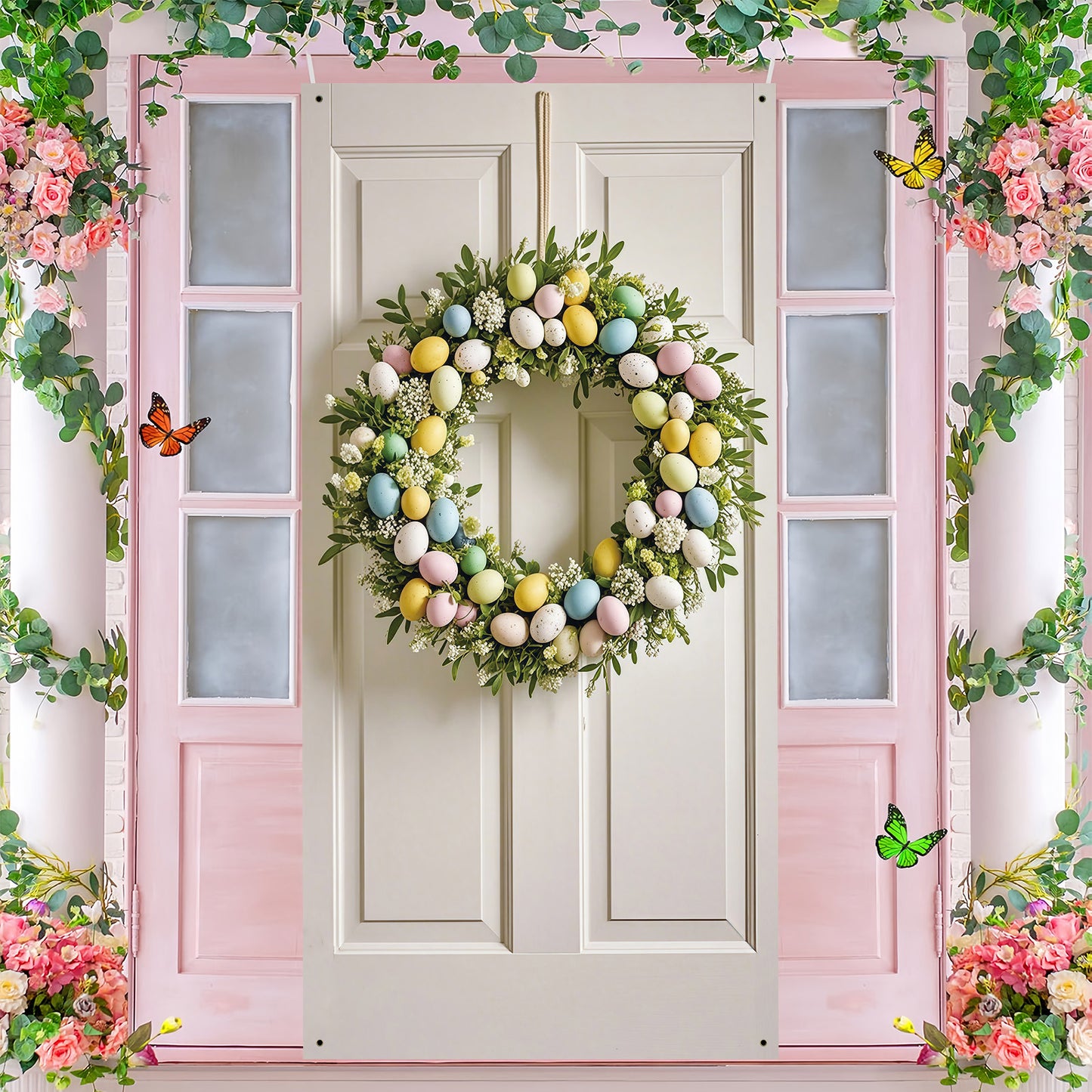 Giant Colorful Easter Egg Wreath – 35.4” x 70.9”
