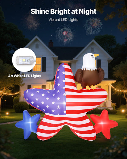 6 FT Patriotic Bald Eagle Inflatable with LED Lights