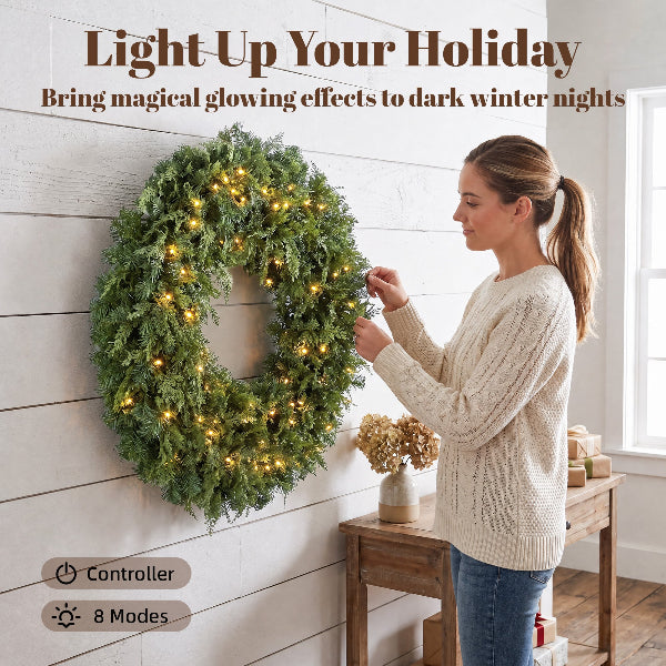 36 Inch Pre-Lit Cedar Christmas Wreath – additional product view 5
