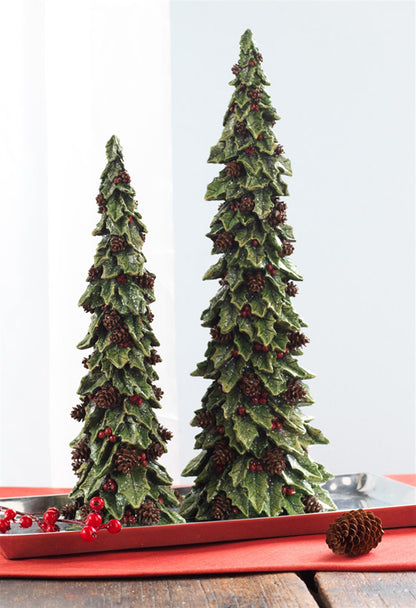 Holly Leaf Holiday Trees with Pinecone Accents (Set of 2) — Melrose International product photo