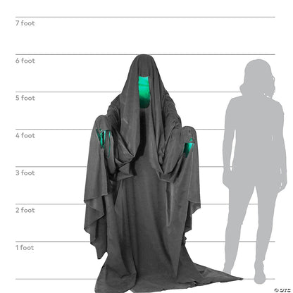 See Video! Lifesize Hooded Phantom Animatronic Halloween Decoration Prop Outdoor