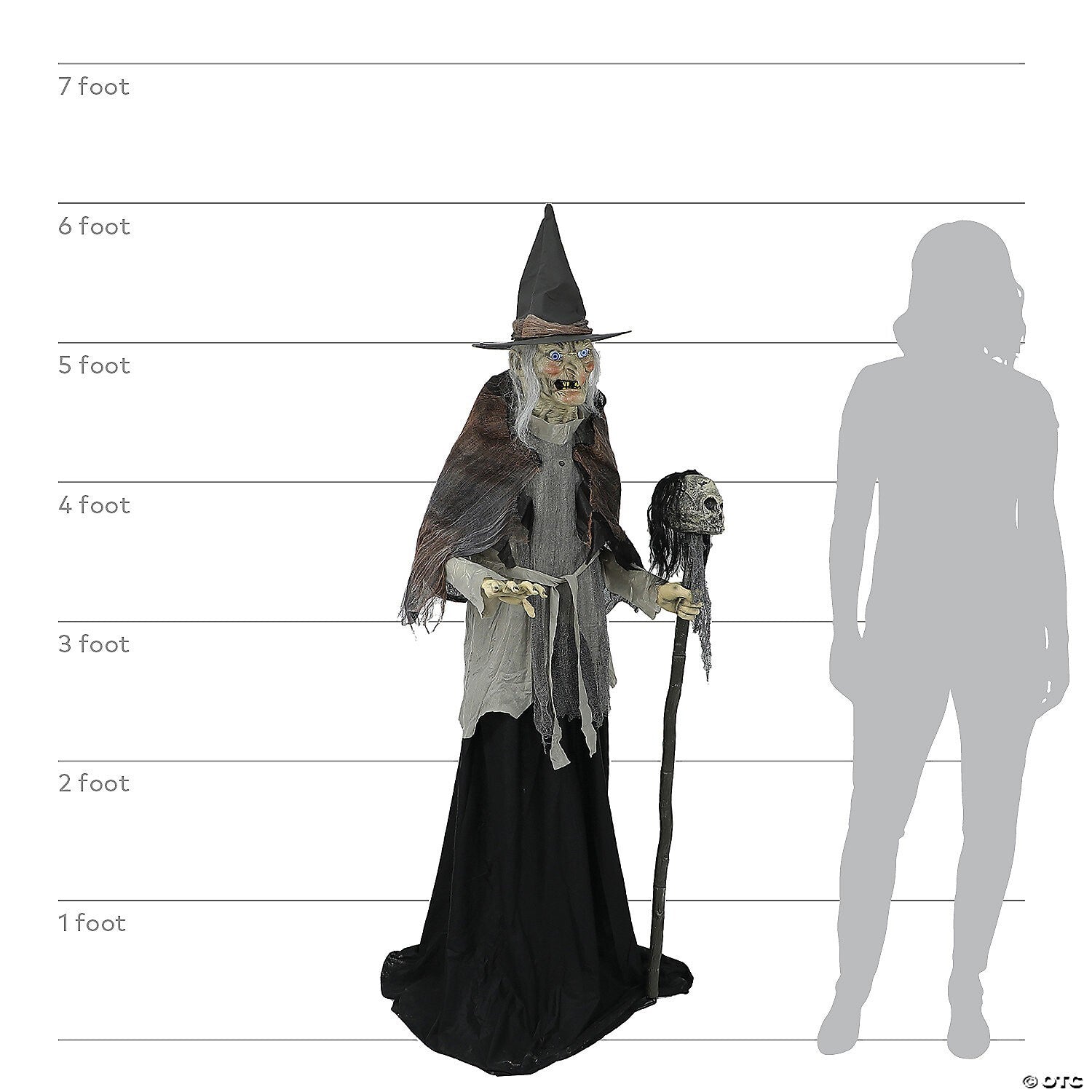 Life Size 6 Ft Lunging Witch w Digital Eyes Animatronic Halloween Prop Haunted