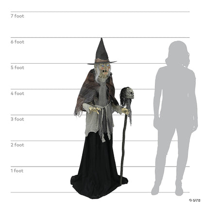 Life Size 6 Ft Lunging Witch w Digital Eyes Animatronic Halloween Prop Haunted