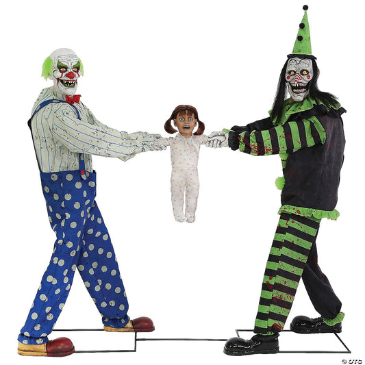 LifeSize Tug of War Killer Circus Clowns Animatronic Halloween Prop Haunted 