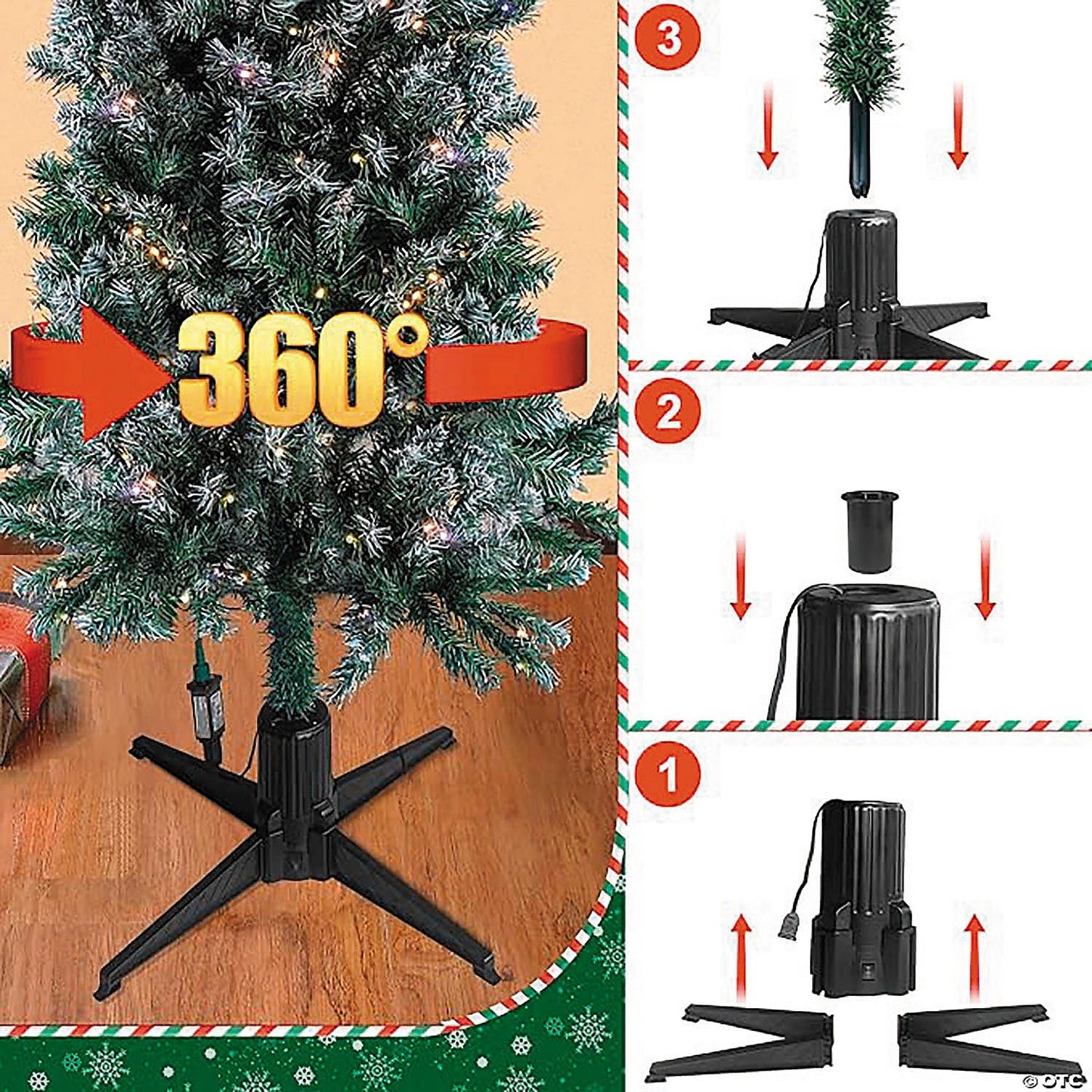 EZ Rotate Artificial Christmas Tree Stand Moving Turning Animated Decoration