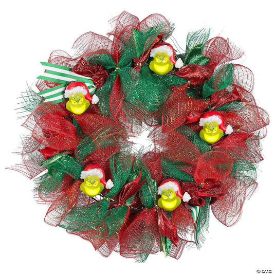 22" Animated Musical Grinch Lighted Wreath Christmas Decoration Door Dr. Seuss