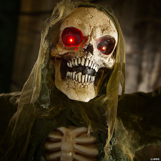 See Video LifeSize 5 Ft Skeleton Reaper Animated Decor Halloween Haunt Yard Prop