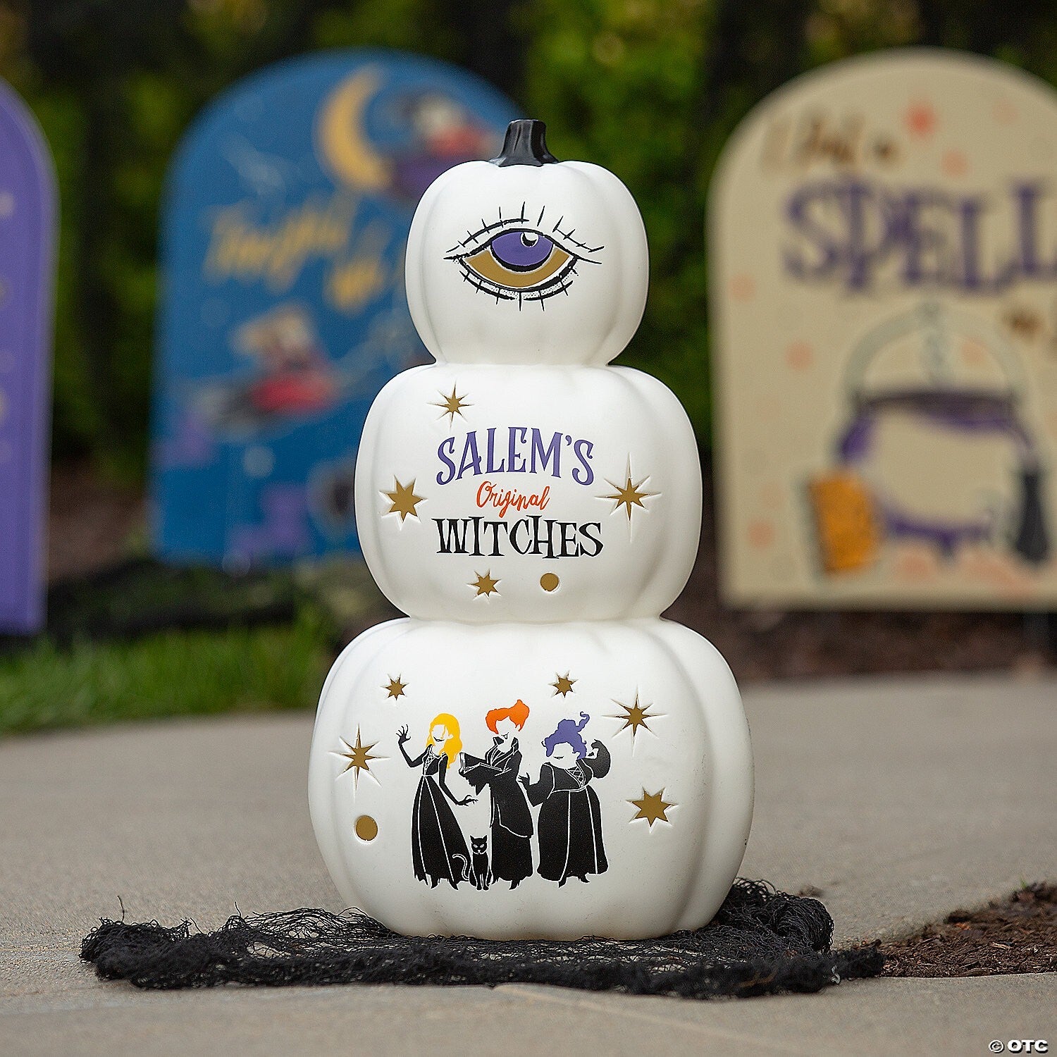 18" Hocus Pocus Lighted Stacked Pumpkins Outdoor Halloween Porch Decor Disney