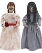 Set of 2 Haunted Dolls Animated Talking Halloween Decoration Evil Annabelle Prop
