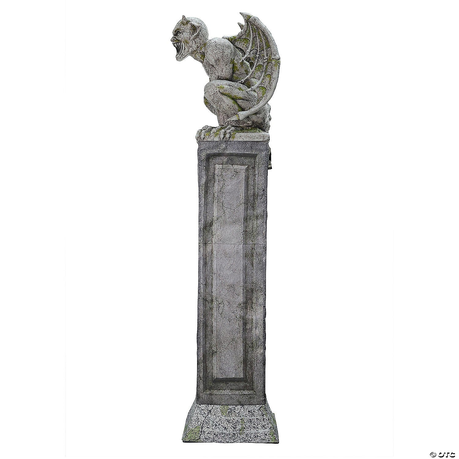 8 Ft Animated Goth Gargoyle Pillar Statue Tombstone Grave Halloween Haunt Prop