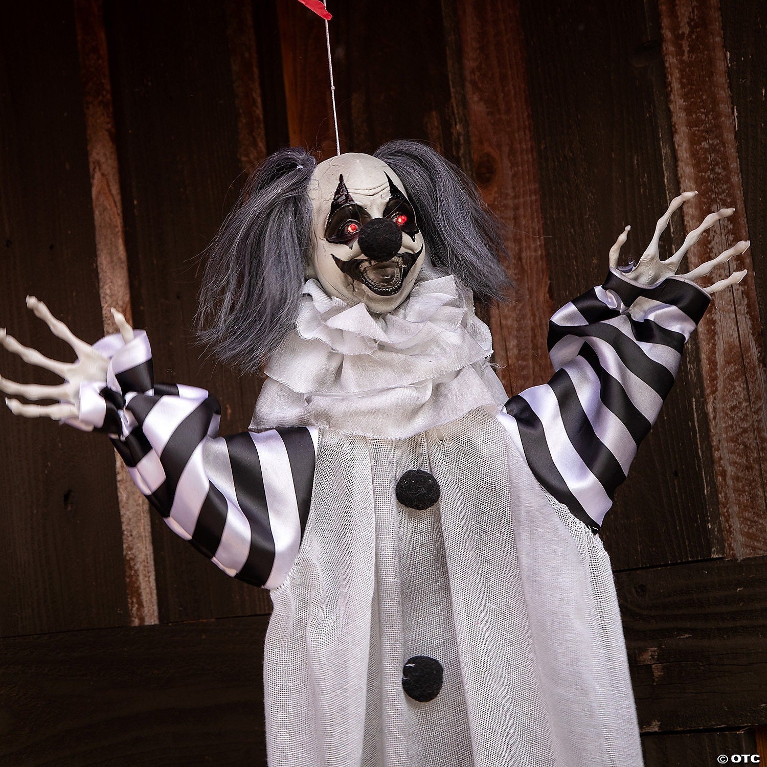 43" Evil Black White Killer Clown Animated Halloween Decor Outdoor Haunted Prop