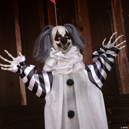 43" Evil Black White Killer Clown Animated Halloween Decor Outdoor Haunted Prop