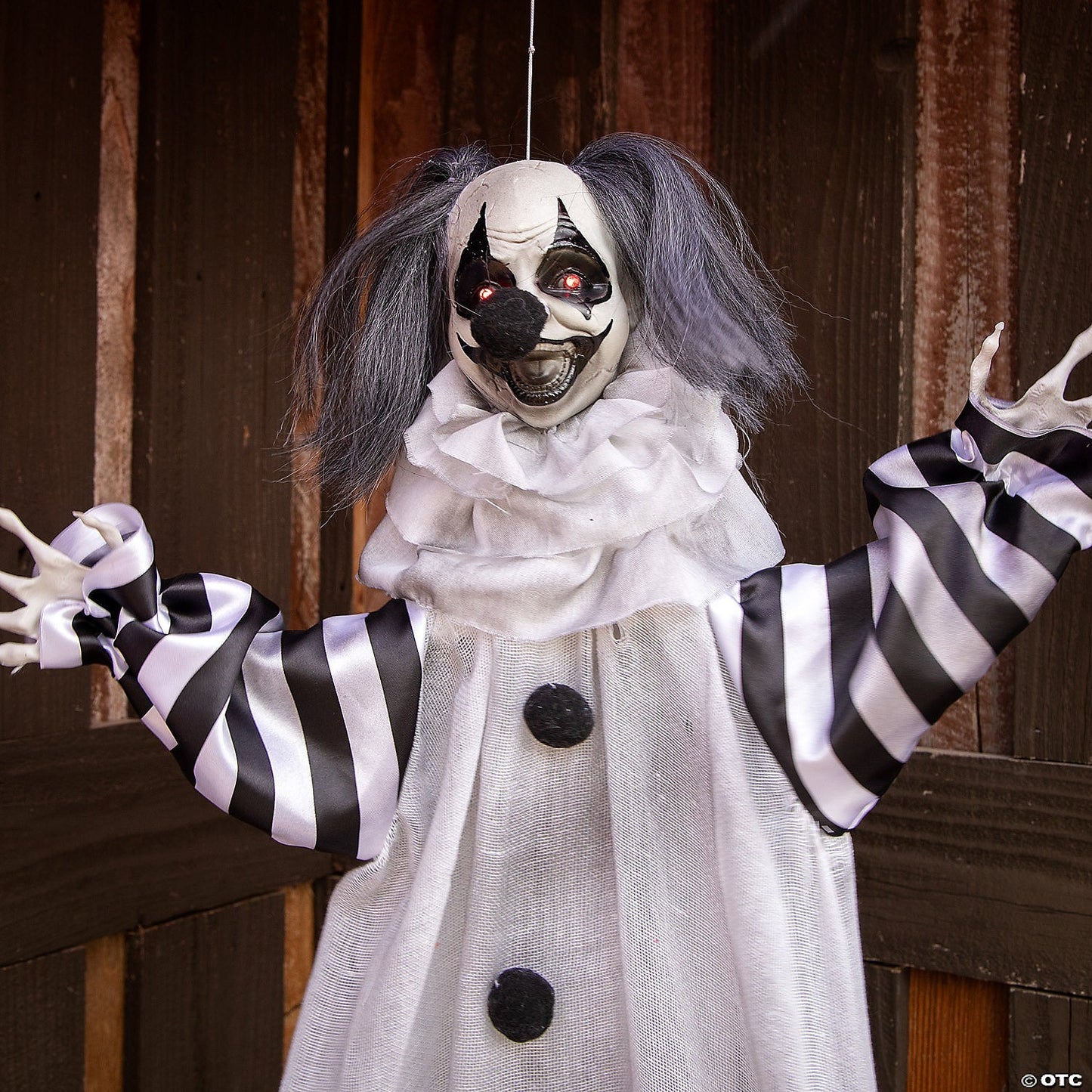 Set of 2 Killer Clown Animated & Skeleton on Swing Halloween Haunted Circus Prop