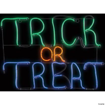 23" Lighted Neon TRICK OR TREAT Sign LED Glo Halloween Decoration Haunted Prop