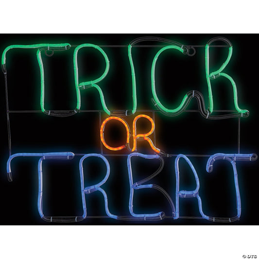 23" Lighted Neon TRICK OR TREAT Sign LED Glo Halloween Decoration Haunted Prop