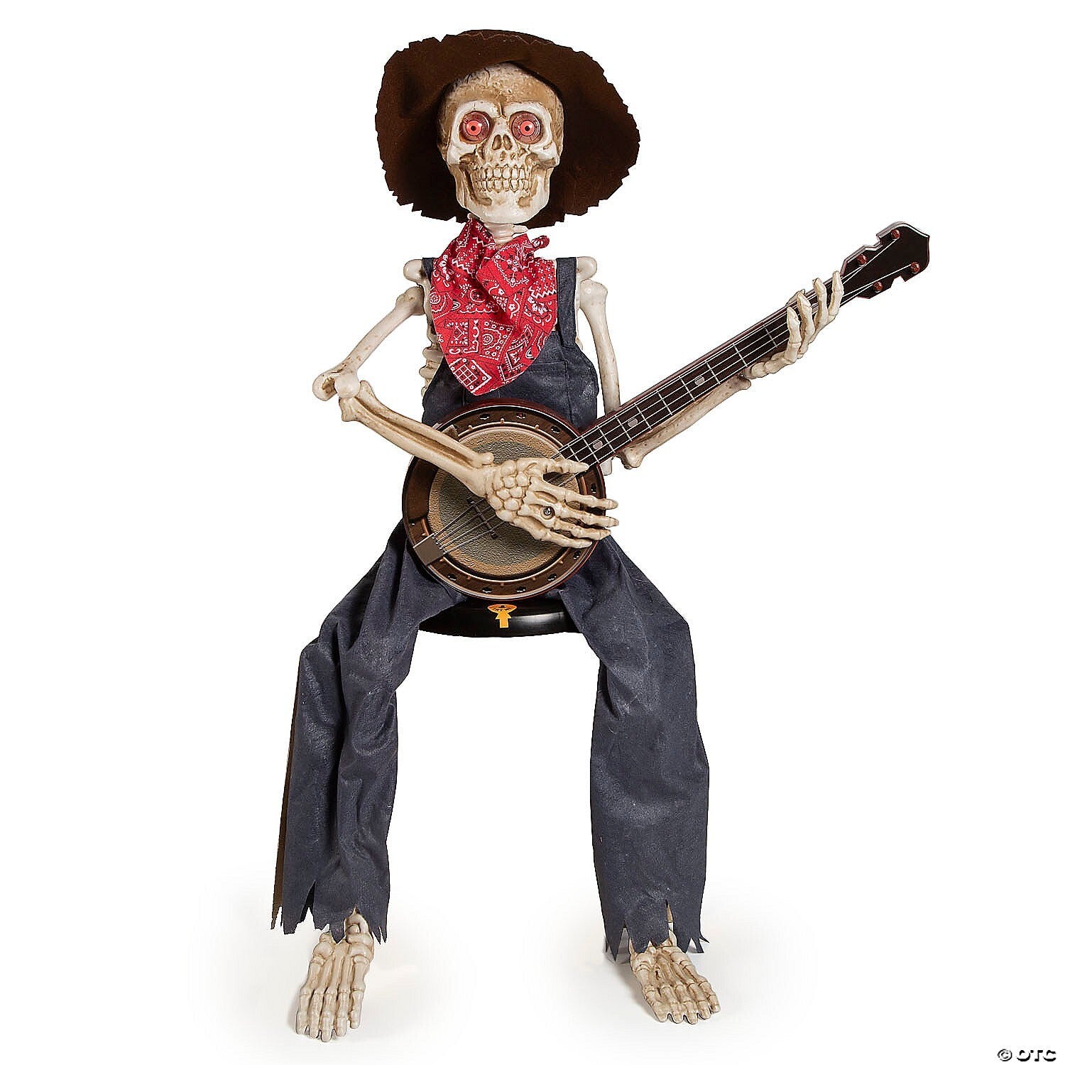 39" Skeleton Playing Banjo Talking Animated Halloween Decor Haunt Prop Spirit