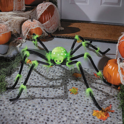 GIANT! 50" Lighted Green & Black Spider Halloween Spirit Haunted Decor Prop 2025