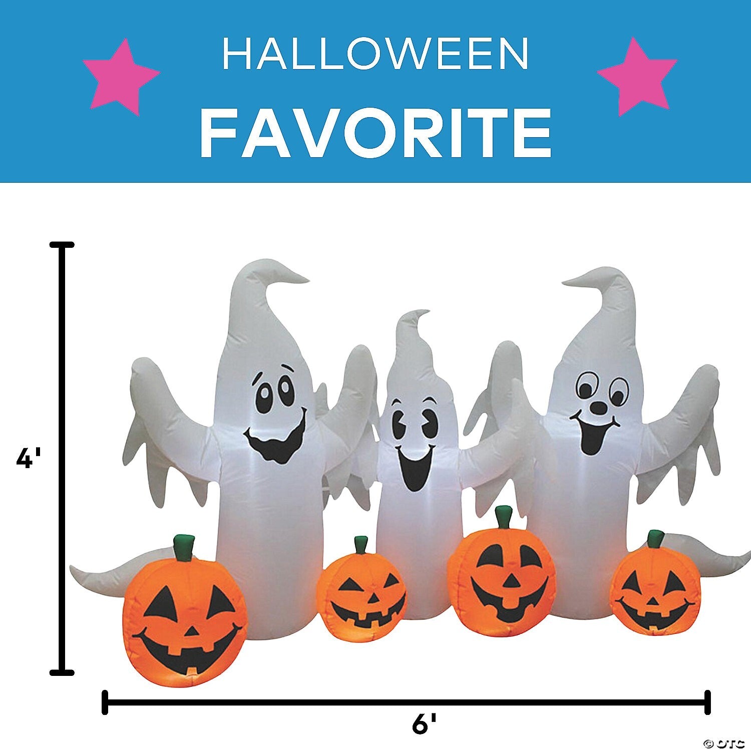 6 Ft Inflatable Ghost & Pumpkins Outdoor Halloween Yard Decoration Airblown Prop