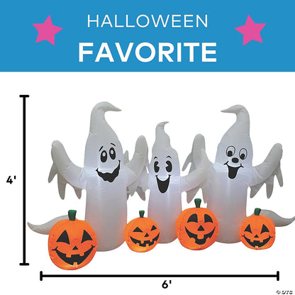 6 Ft Inflatable Ghost & Pumpkins Outdoor Halloween Yard Decoration Airblown Prop